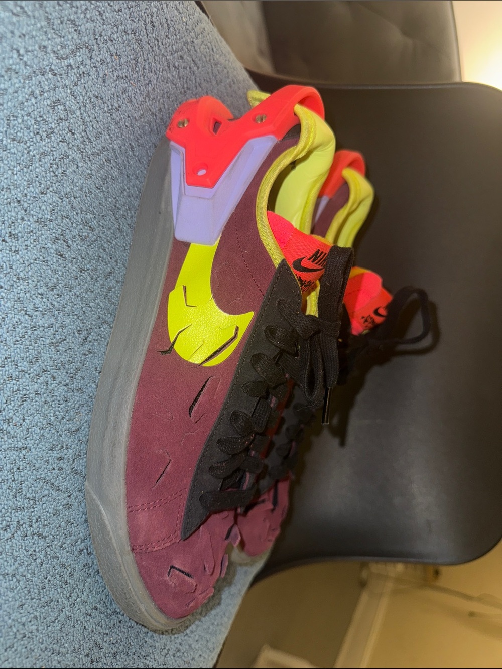Nike Burgundy, Neon Yellow & Pink Retro Runner